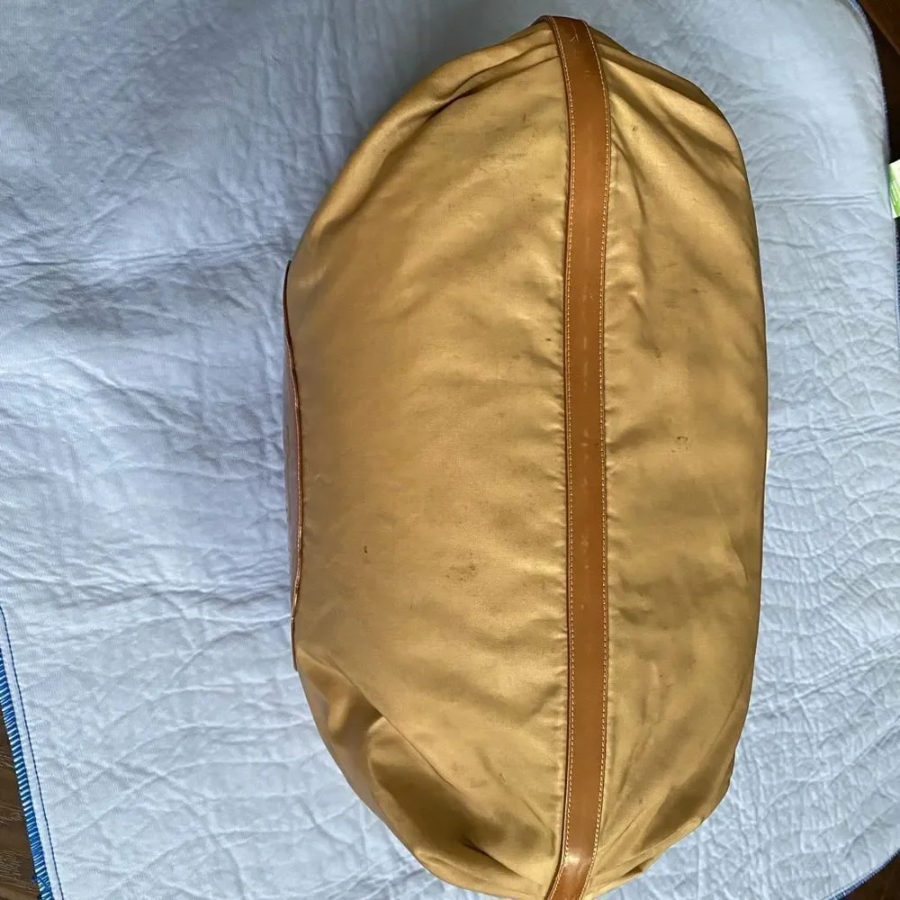 PRADA Authentic Y2K TESSUTO NYLON TAN BORSA Leather Handle Jumbo Hobo Limited